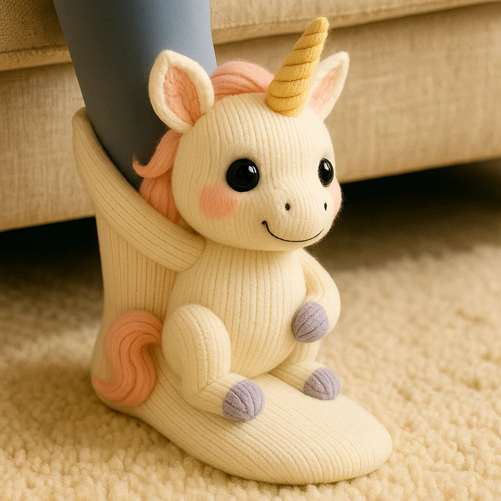 Slipper Socks 3D Animal Plush Microfiber Non-Slip
