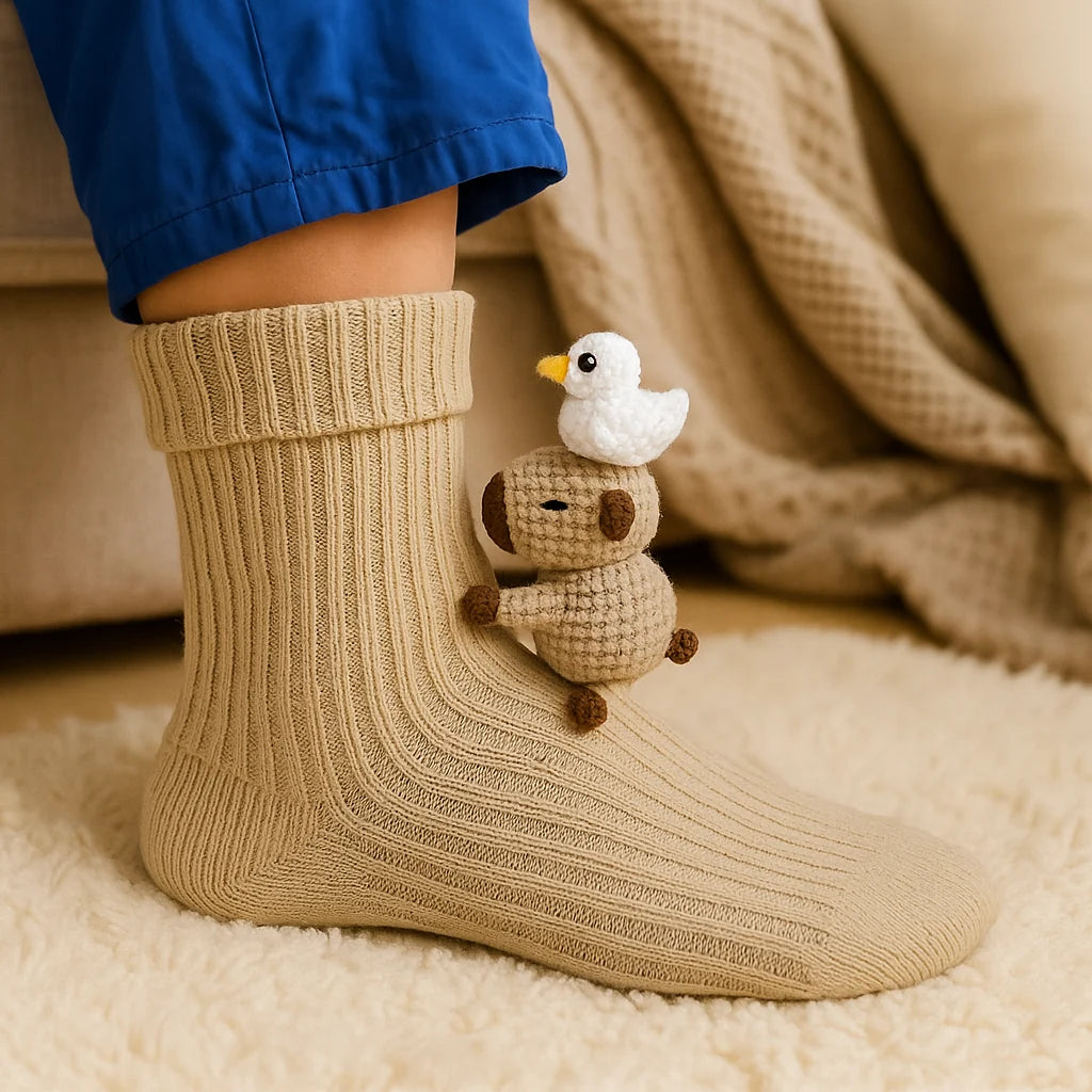Slipper Socks Plush Lining Non-Slip Sole