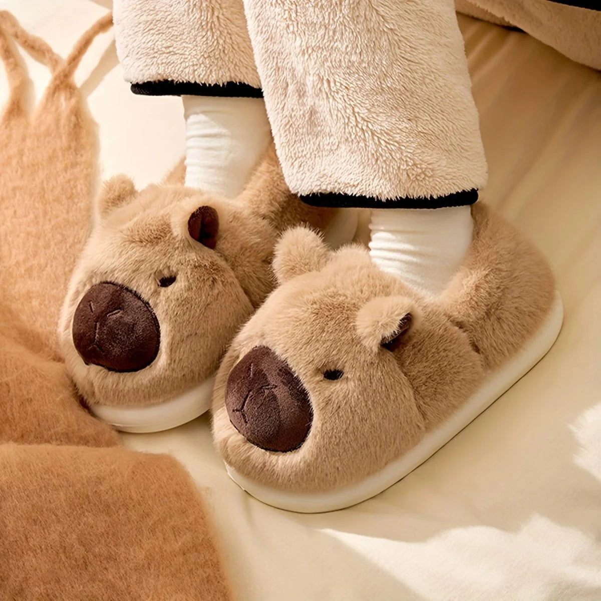 Slippers Capybara Plush Non-Slip Sole