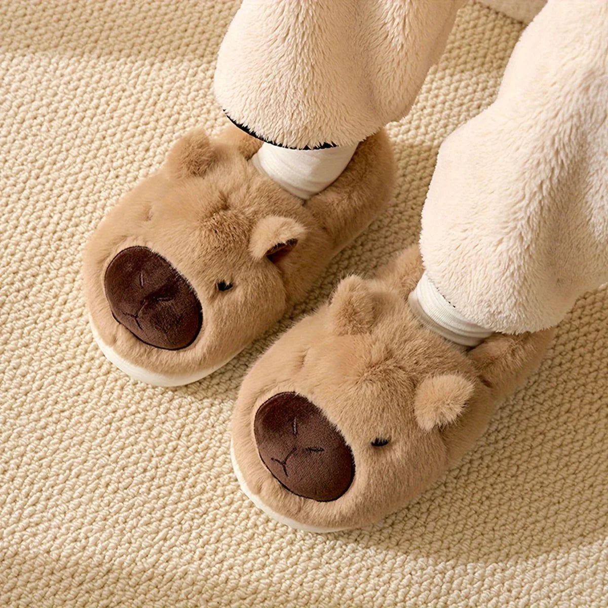Slippers Capybara Plush Non-Slip Sole