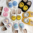 Slippers Smiley Embroidery Plush Lining & Non-Slip Sole
