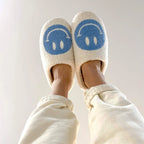 Slippers Smiley Embroidery Plush Lining & Non-Slip Sole
