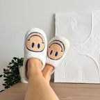 Slippers Smiley Embroidery Plush Lining & Non-Slip Sole