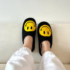 Slippers Smiley Embroidery Plush Lining & Non-Slip Sole