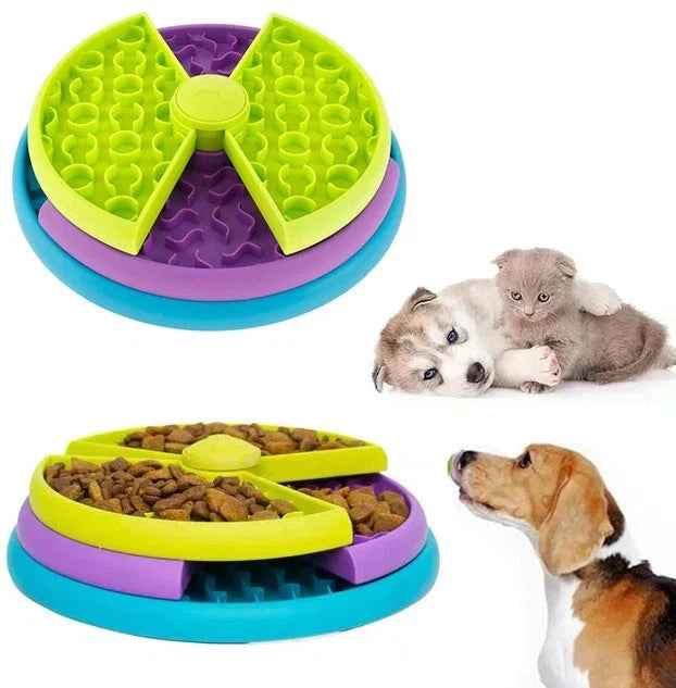 Slow Feeder Bowl 3-Layer Rotating Puzzle Non-Slip & Easy-Clean