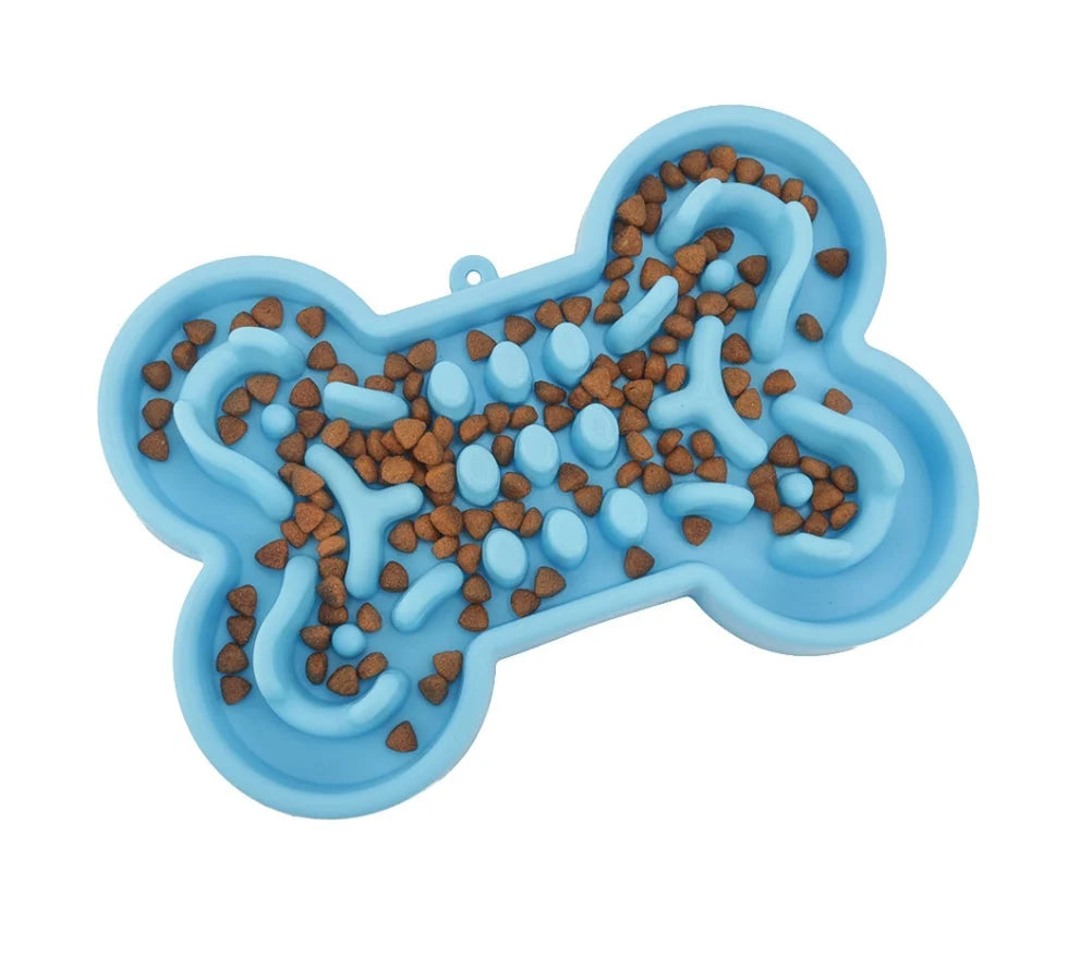 Slow Feeder Bowl Bone Puzzle Silicone No-Tip