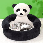 Small Pet Bed Bear-Shaped Plush Raised Sides Non-Slip Bottom