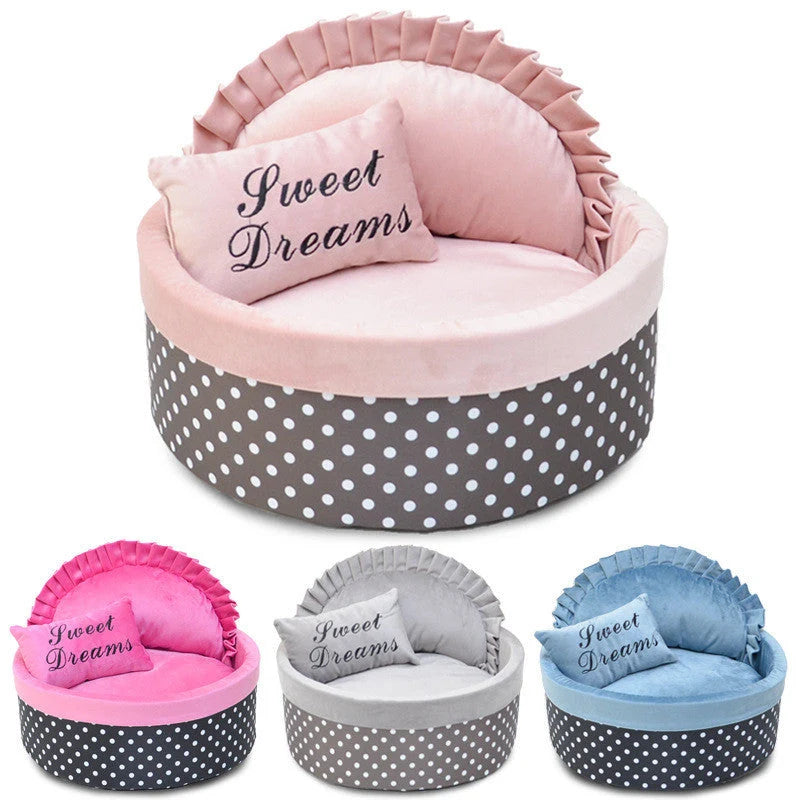 Small Pet Bed Round Nest Sponge Filled Two Sizes