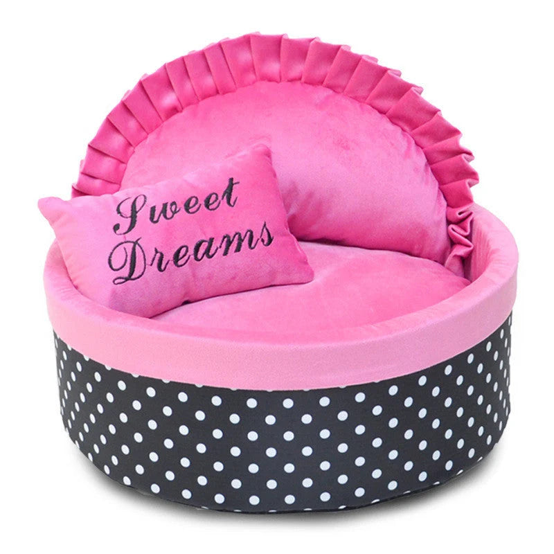 Small Pet Bed Round Nest Sponge Filled Two Sizes