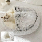 Small Pet Bed Sheltered Plush Non-Slip Moisture-Resistant Base