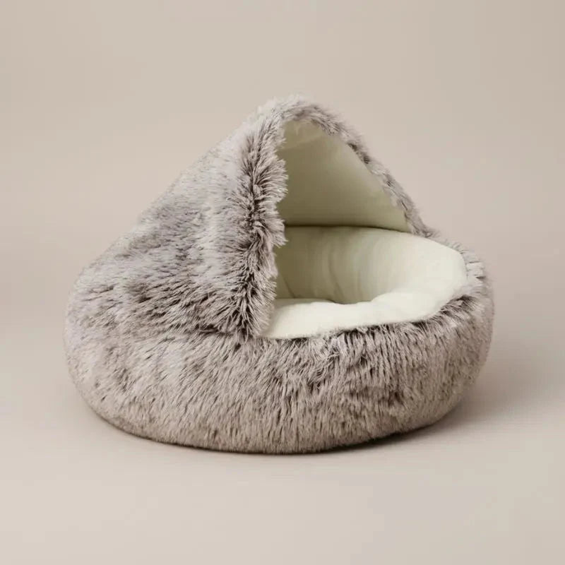 Small Pet Bed Sheltered Plush Non-Slip Moisture-Resistant Base
