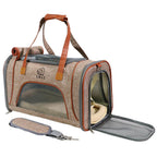 Small Pet Carrier Ventilated Mesh Linen Exterior Shoulder Strap