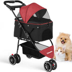 Small Pet Stroller Foldable Water-Resistant 39 lb Capacity