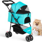 Small Pet Stroller Foldable Water-Resistant 39 lb Capacity