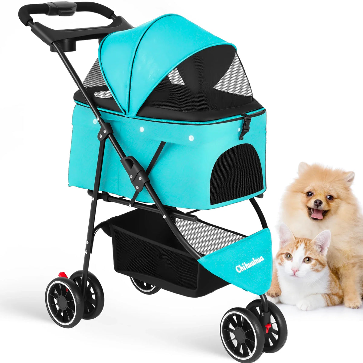 Small Pet Stroller Foldable Water-Resistant 39 lb Capacity