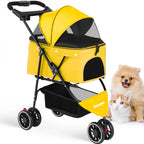 Small Pet Stroller Foldable Water-Resistant 39 lb Capacity