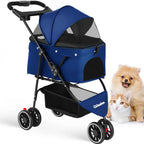 Small Pet Stroller Foldable Water-Resistant 39 lb Capacity