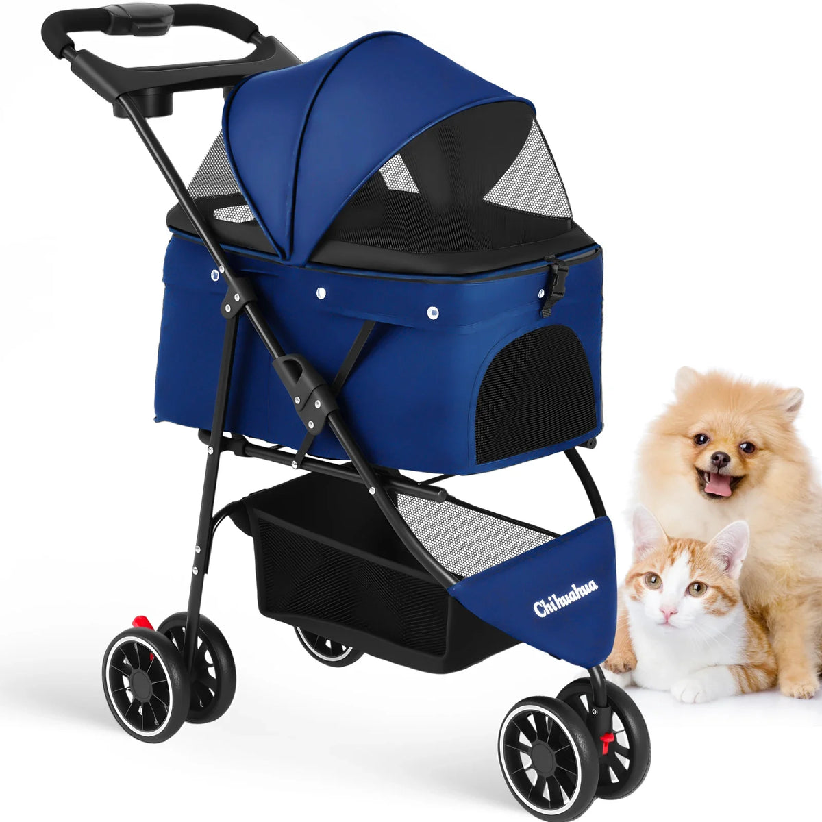 Small Pet Stroller Foldable Water-Resistant 39 lb Capacity
