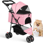 Small Pet Stroller Foldable Water-Resistant 39 lb Capacity