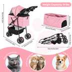 Small Pet Stroller Foldable Water-Resistant 39 lb Capacity
