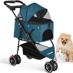 Small Pet Stroller Foldable Water-Resistant 39 lb Capacity