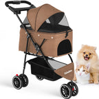Small Pet Stroller Foldable Water-Resistant 39 lb Capacity