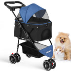 Small Pet Stroller Foldable Water-Resistant 39 lb Capacity