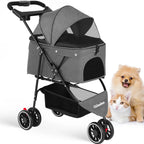 Small Pet Stroller Foldable Water-Resistant 39 lb Capacity
