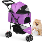Small Pet Stroller Foldable Water-Resistant 39 lb Capacity