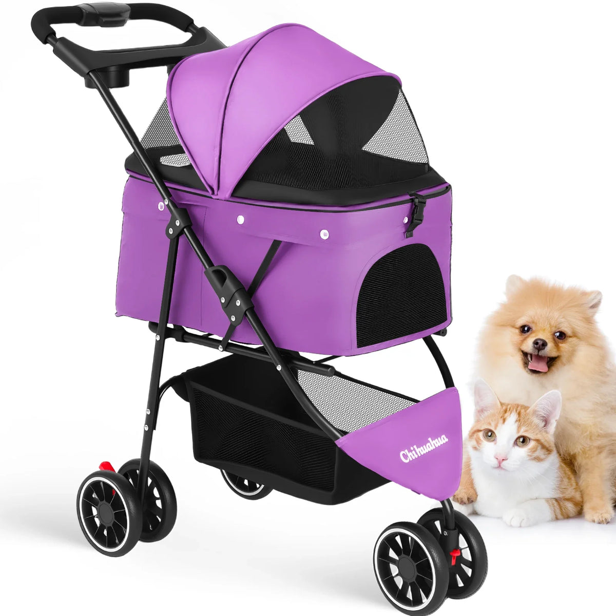Small Pet Stroller Foldable Water-Resistant 39 lb Capacity
