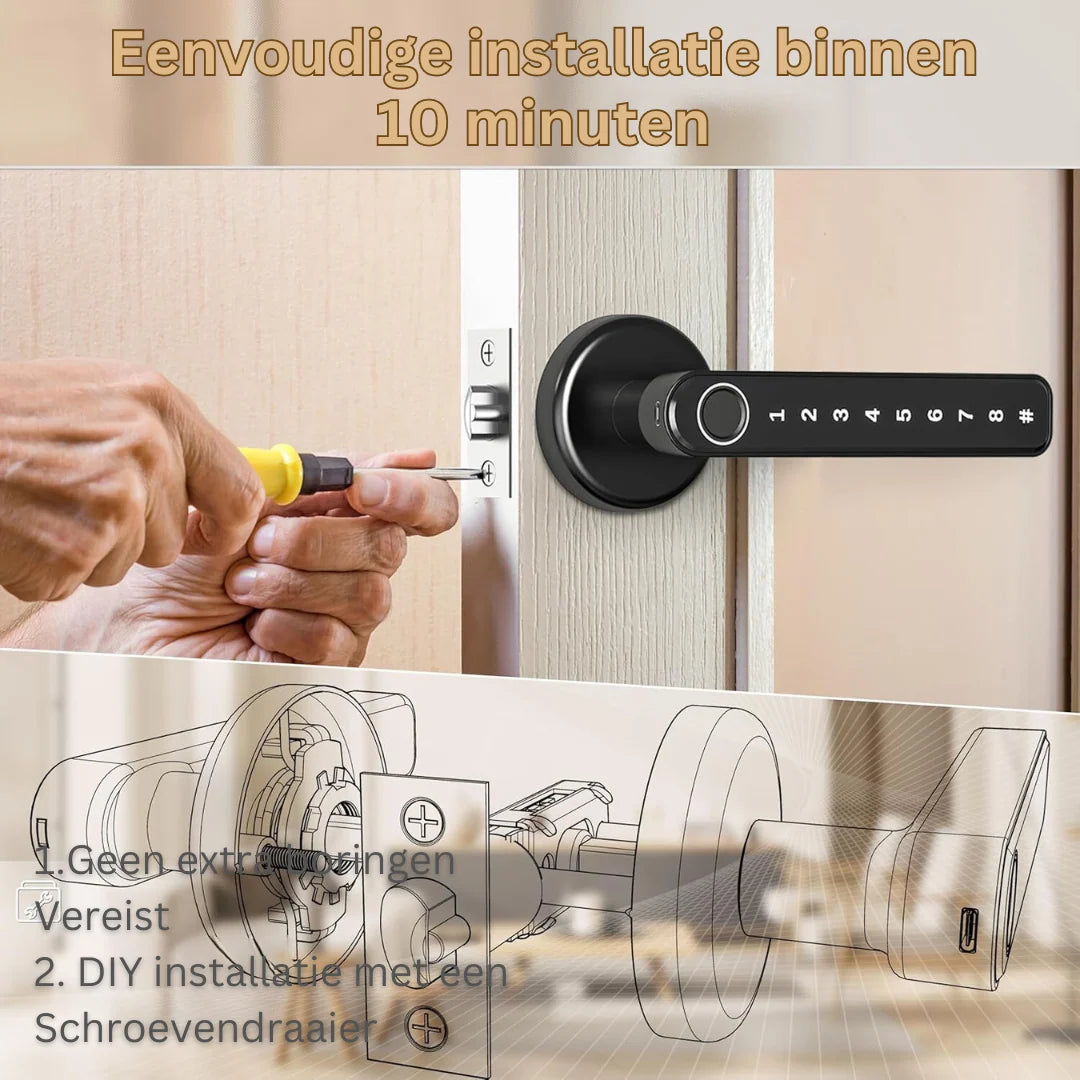 Smart Door Lock Biometric Fingerprint Auto-Locking & App Control