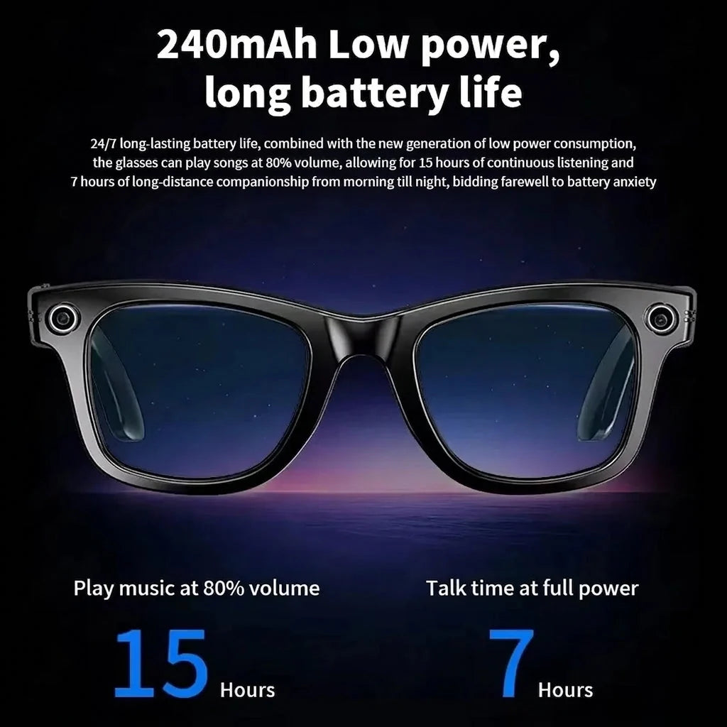 Smart Glasses Hands-Free 4K Camera Real-Time Translation
