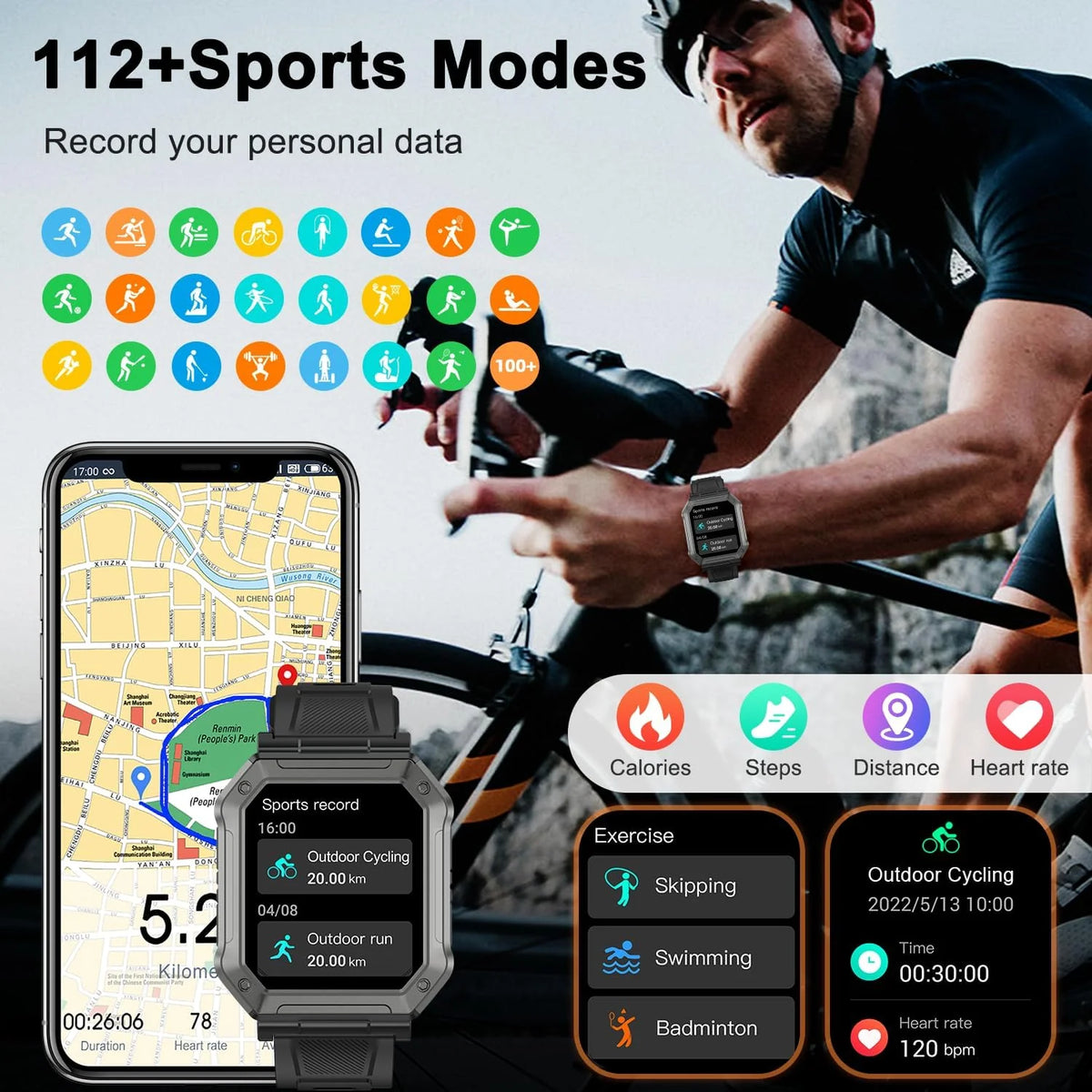 Smart Watch IP68 Waterproof Calls Heart Rate & SpO2
