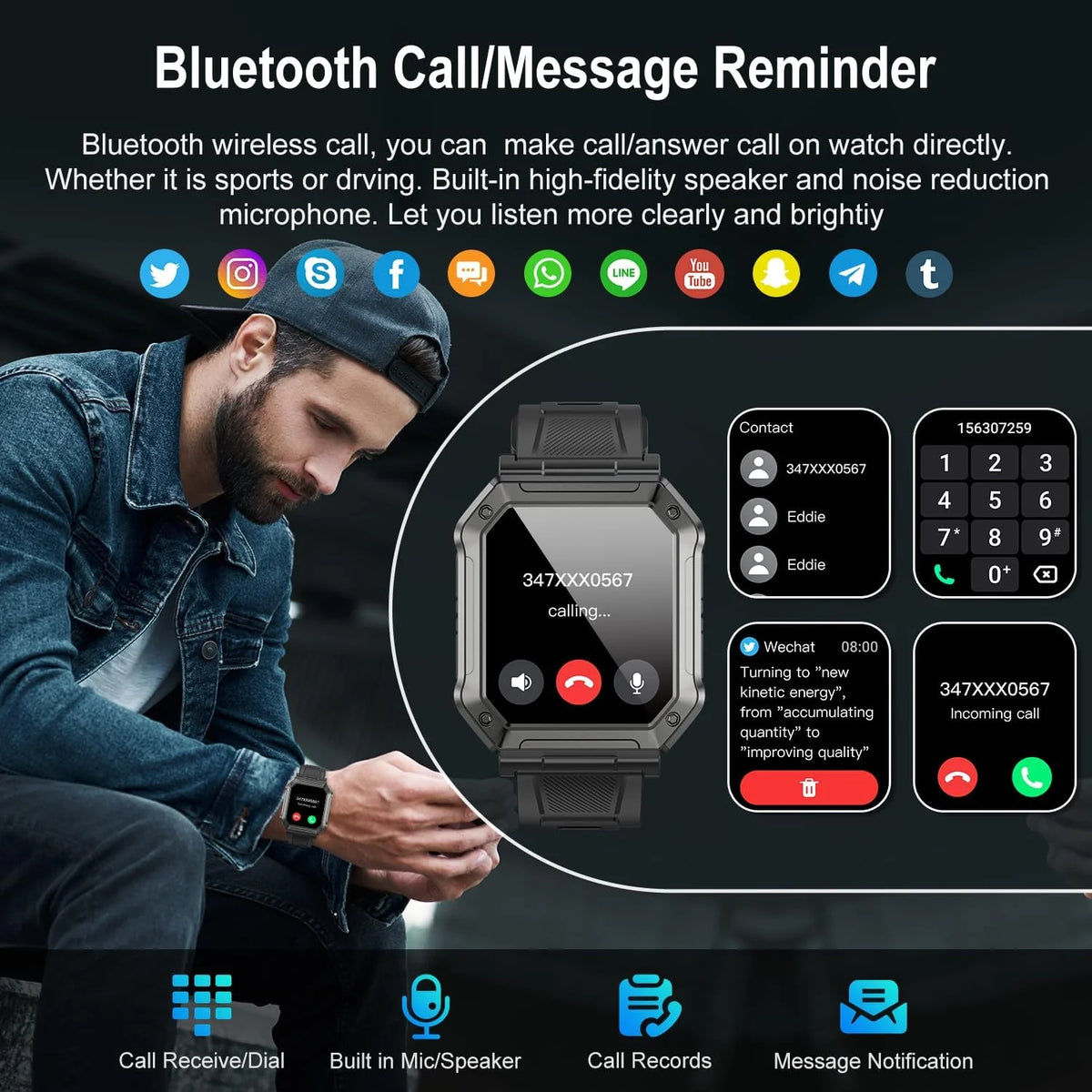 Smart Watch IP68 Waterproof Calls Heart Rate & SpO2