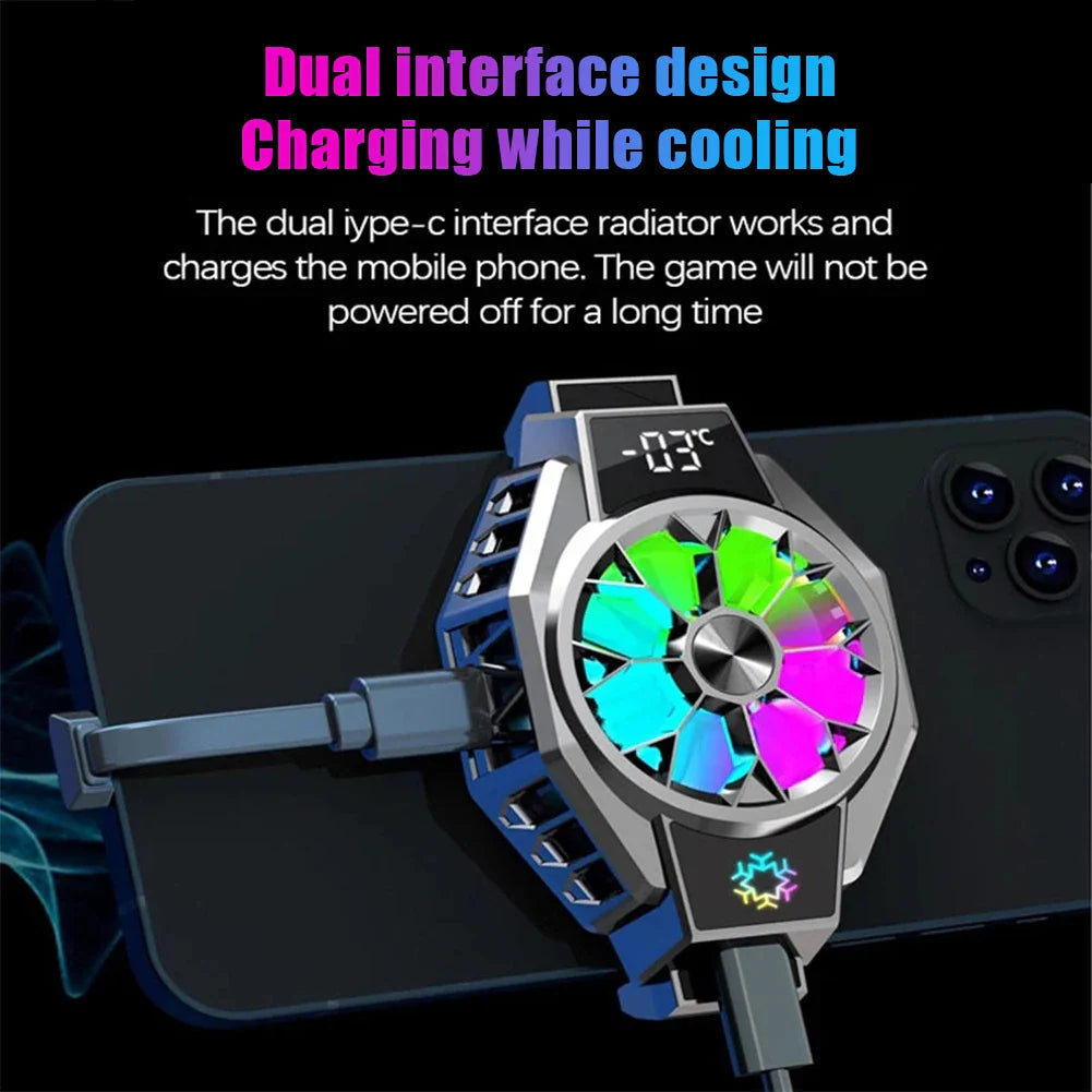 Smartphone Cooling Fan Clip-On Smart Temp Display