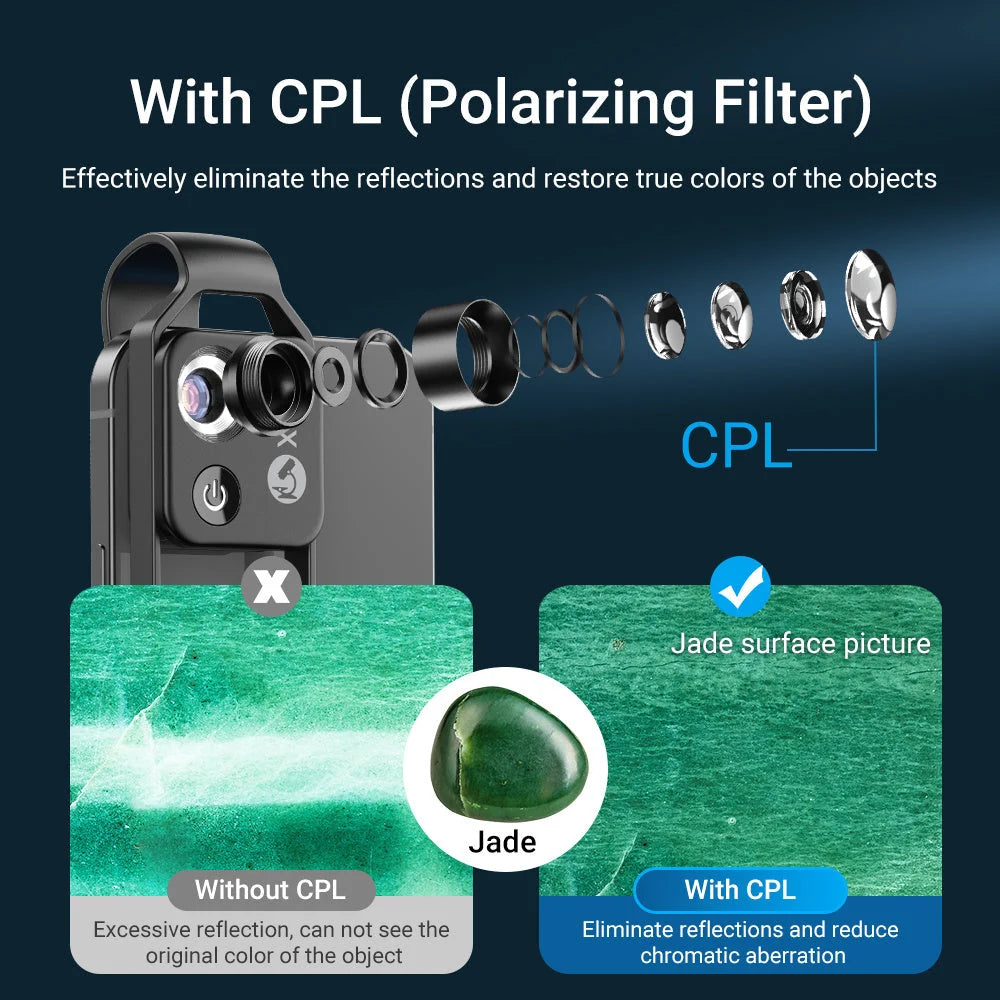 Smartphone Microscope 200x LED Ring USB Rechargeable