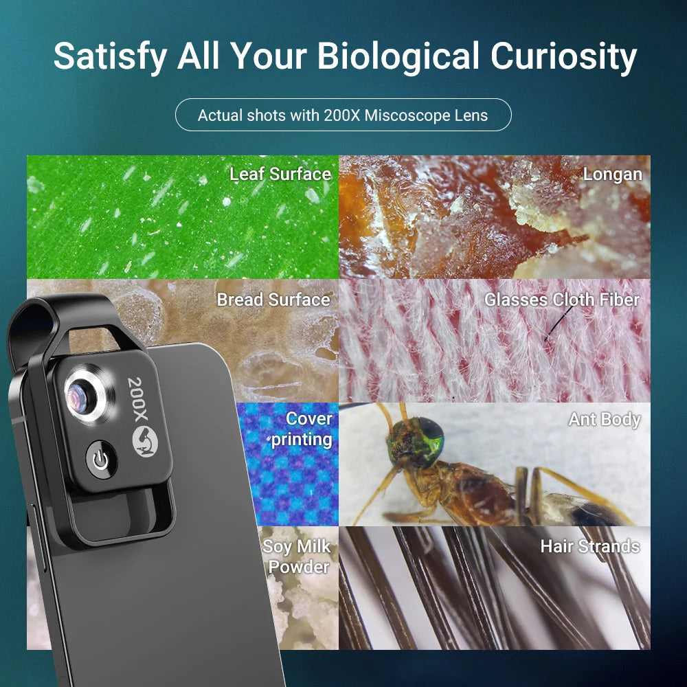Smartphone Microscope 200x LED Ring USB Rechargeable
