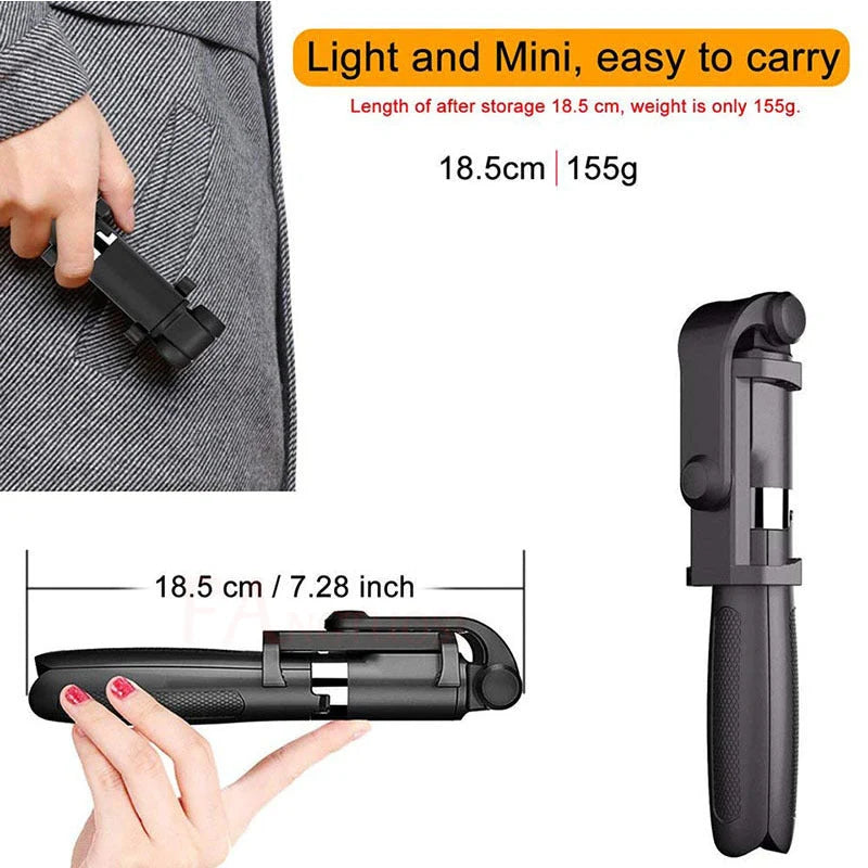 Smartphone Selfie Stick Tripod Telescopic Bluetooth Remote & Rechargeable