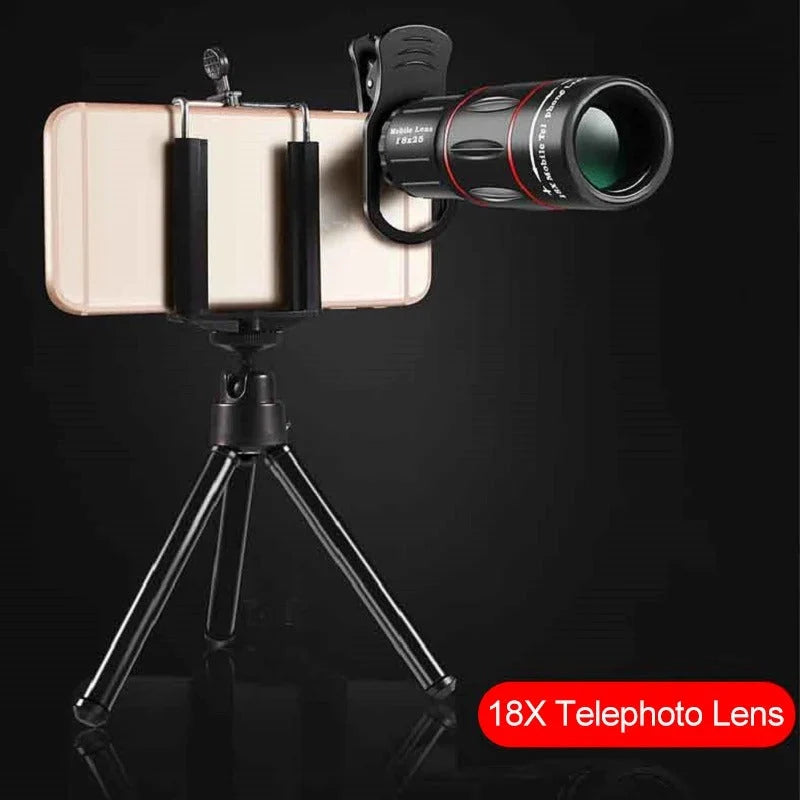 Smartphone Telescope Lens 18X Magnification Aluminum Body Adjustable Clip