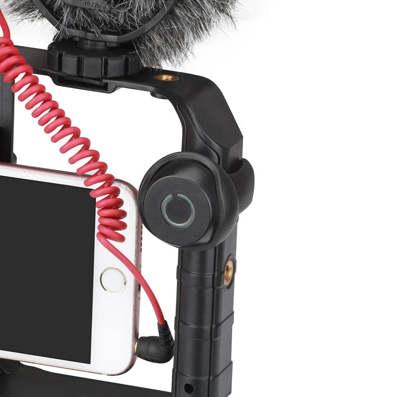Smartphone Video Rig Ergonomic Handle Cold Shoe Mounts