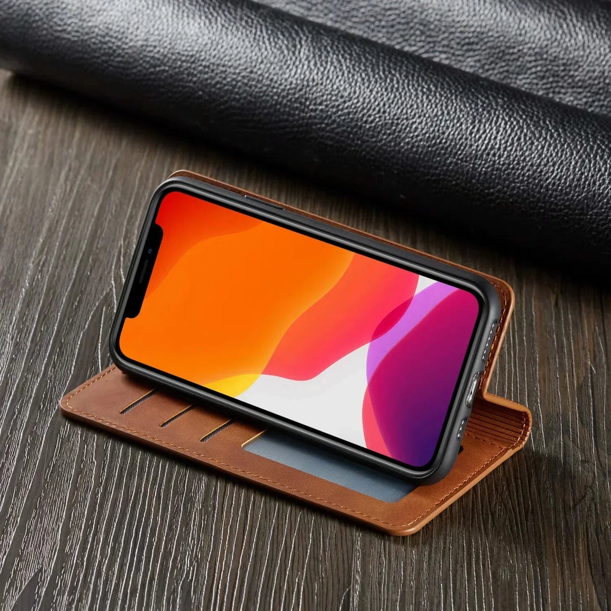 Smartphone Wallet Case Leather Magnetic Cardholder