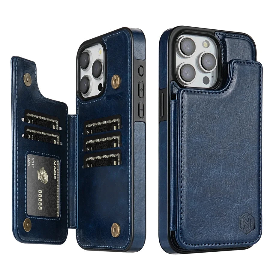 Smartphone Wallet Case PU Leather Card Slots & Magnetic Closure