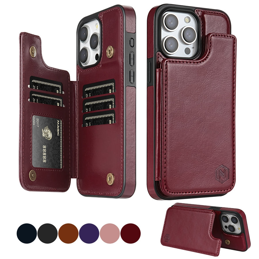 Smartphone Wallet Case PU Leather Card Slots & Magnetic Closure