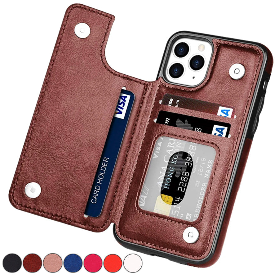 Smartphone Wallet Case PU Leather Card Slots & Magnetic Closure