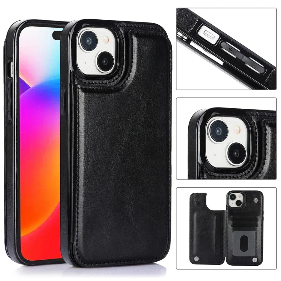 Smartphone Wallet Case PU Leather Card Slots & Magnetic Closure