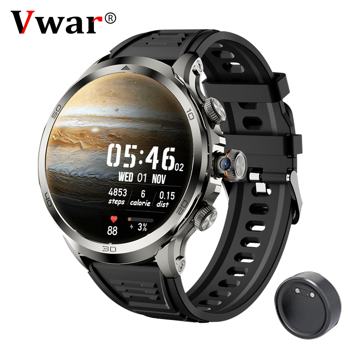 Smartwatch 4G 1.85-Inch AMOLED Rotating Camera