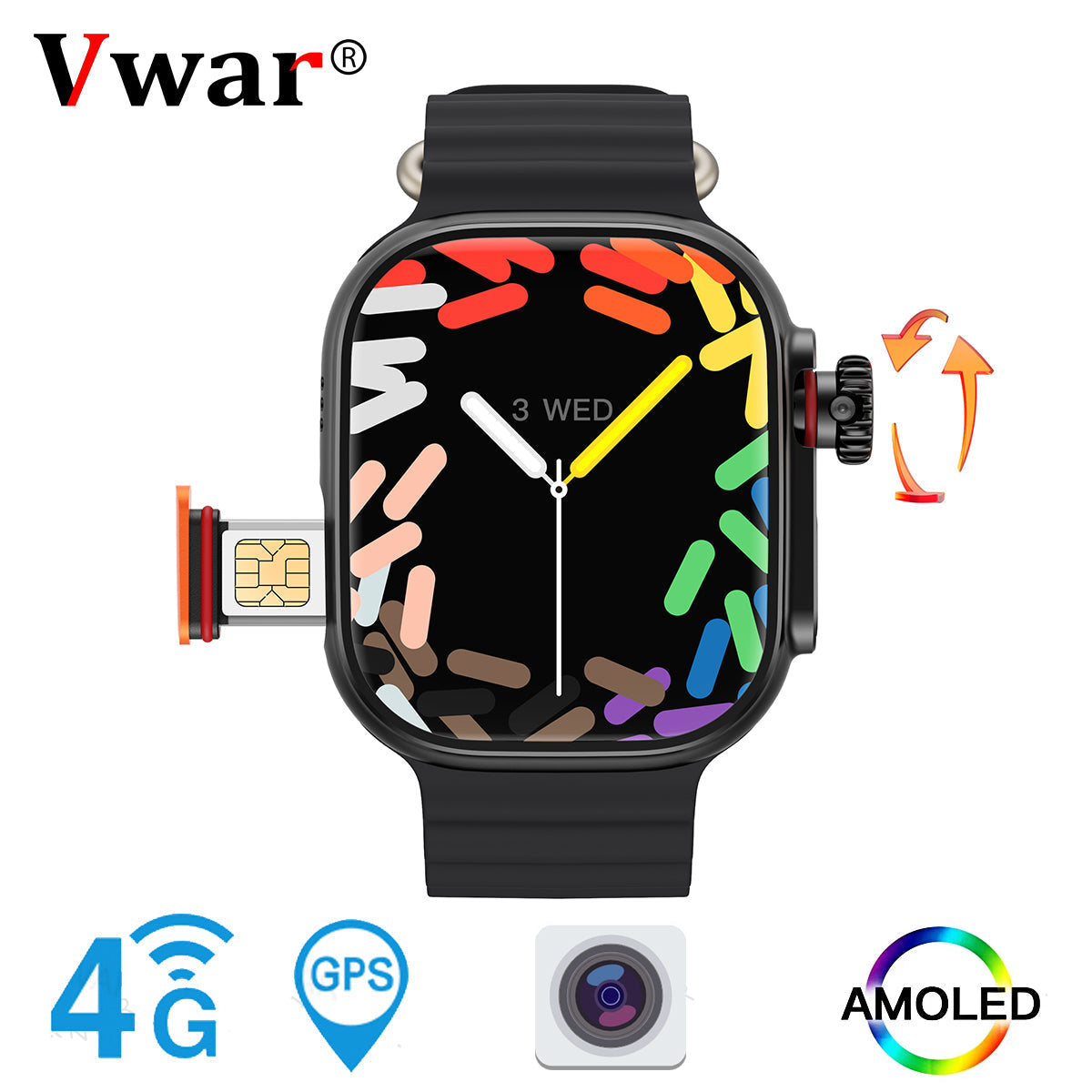 Smartwatch 4G LTE 2.04-Inch AMOLED Rotating Camera