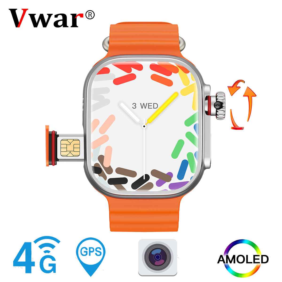 Smartwatch 4G LTE 2.04-Inch AMOLED Rotating Camera
