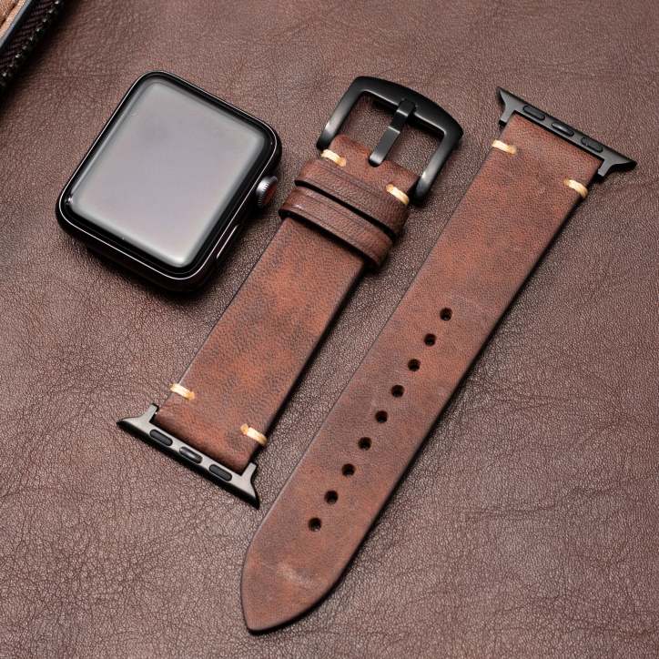 Smartwatch Band Handcrafted Full-Grain Leather & 316L Stainless Steel