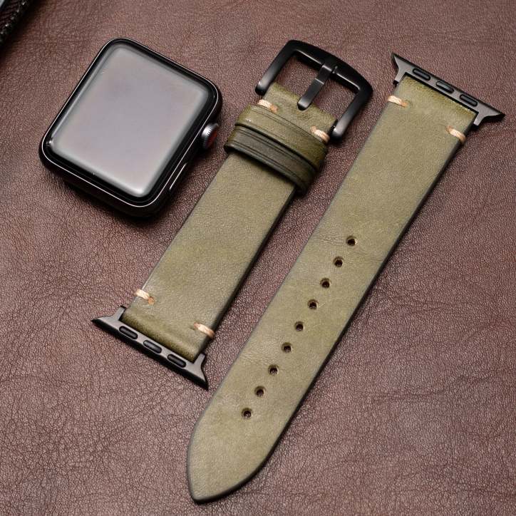 Smartwatch Band Handcrafted Full-Grain Leather & 316L Stainless Steel